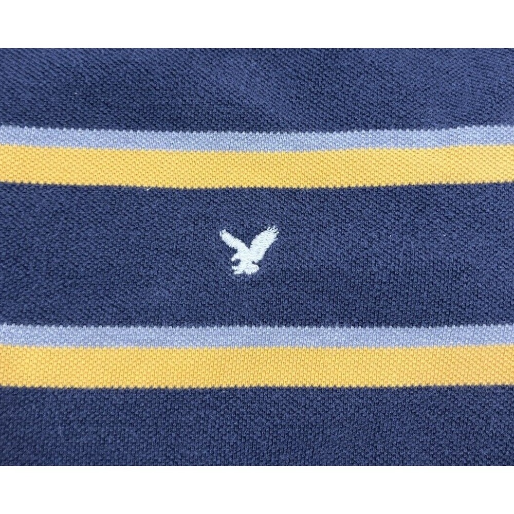 Vintage 90s American‎ Eagle Outfitters Long Sleeve Striped Polo Shirt L USA Made - Picture 2 of 5